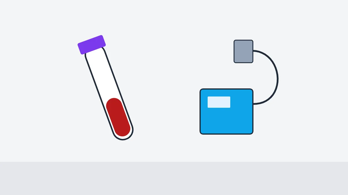 Blood test tube and air sampler showing lead exposure checks