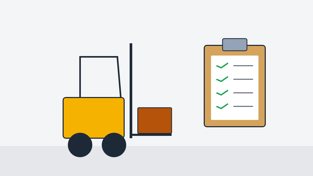 Forklift with a checklist clipboard for the daily truck check