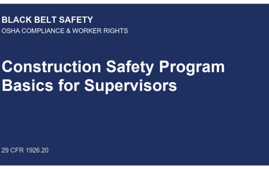 Construction Safety Program Basics for Supervisors course cover